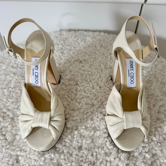 Jimmy Choo Heloise Platform Sandals – Size 37 – Worn Once – PERFECT Bridal Shoe - Picture 3 of 13